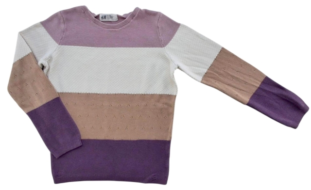 H&M stribet langærmet finstrikket trøje str. 110-116