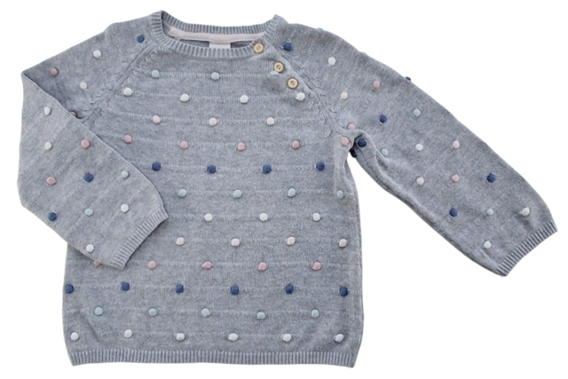 H&M lysegrå langærmet finstrikket trøje str. 86