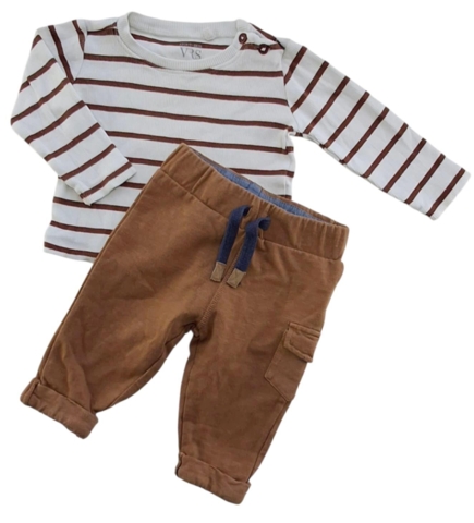 Minymo brune bukser og VRS råhvid bluse str. 62