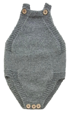 Hjemmestrikke grågrøn uld body str. 62-68