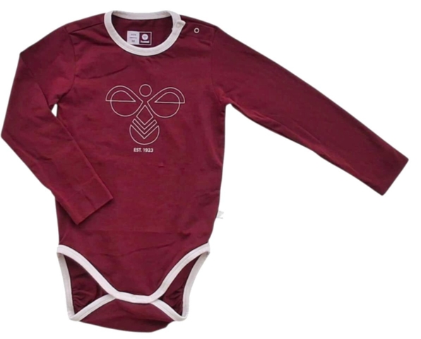 Hummel mørkerød langærmet body str. 98