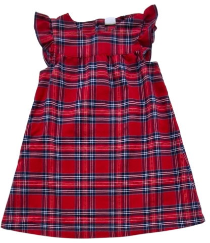 H&M mørkerød og mørkeblå ternet ærmeløs kjole str. 92