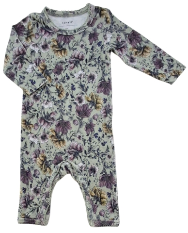 Name it grågrøn blomstret heldragt str. 62