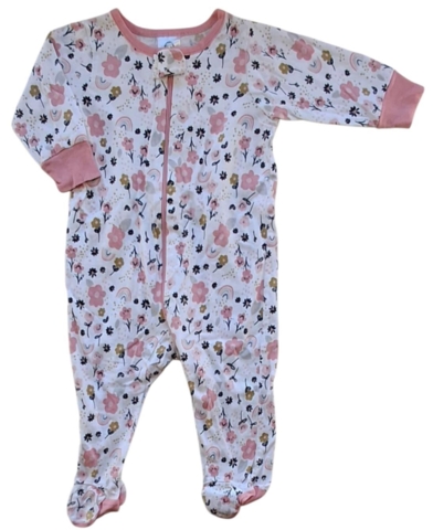 Gerber hvid langærmet blomstret natdragt str. 3-6 mdr