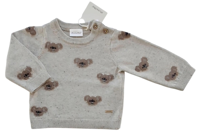 Ny Minymo beige finstrikket langærmet trøje str. 62