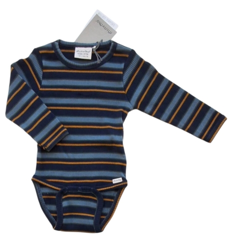 Ny Minymo blåstribet langærmet rib body str. 56