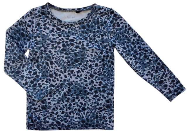Name it lyseblå langærmet bluse med dyreprint str. 92