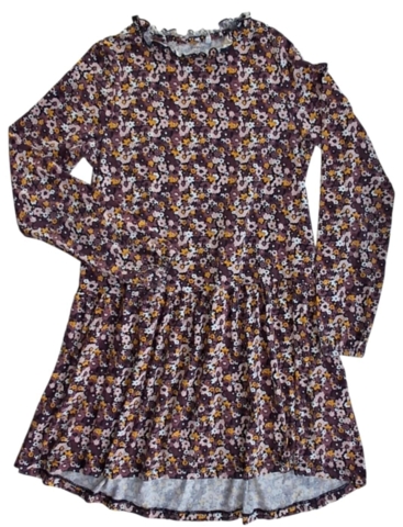 Guppy sort småblomstret langærmet kjole str. 140