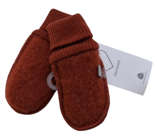 Nye Friends rustrøde uld luffer str. 68-74