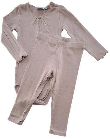 Wheat rosa body og bukser rib sæt str. 80