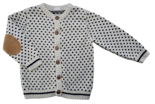 Pomp de lux råhvid langærmet uld striktrøje str. 104