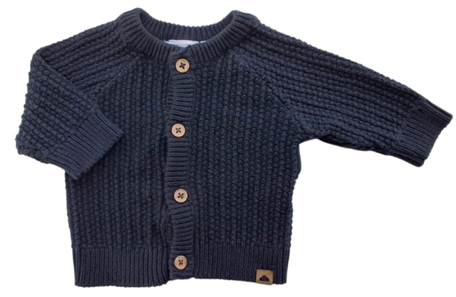Mørk gråblå strikket cardigan str. 56
