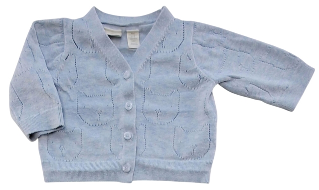 Baby Gap lyseblå finstrikket trøje str. 0-1 mdr