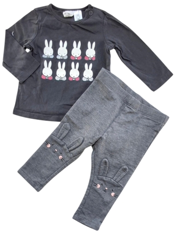 H&M grå bukser og mørkegrå bluse str. 68