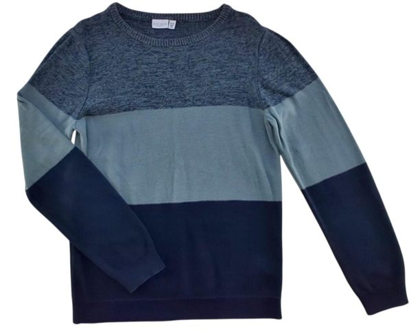 Name it blå og grågrøn stribet trøje str. 146-152