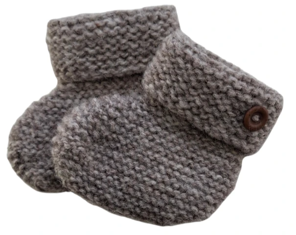 Hjemmestrikkede lysebrune uld futter str. 0-6 mdr