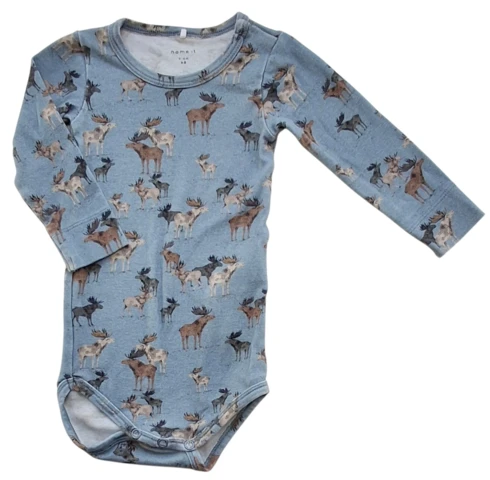Name it lys blågrå langærmet body str. 68