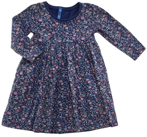 Weekend mørkeblå blomstret langærmet kjole str.1 år
