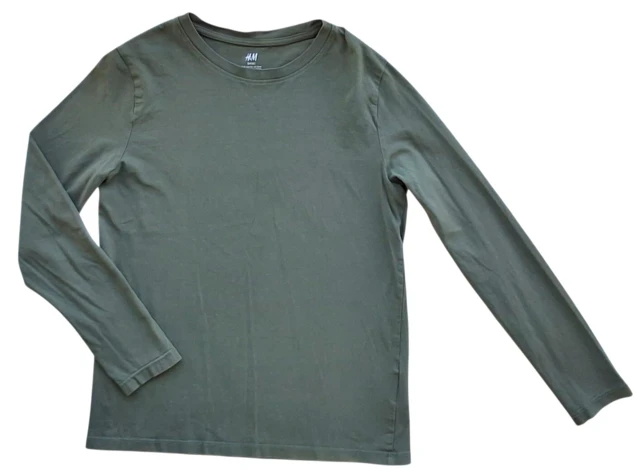 H&M armygrøn langærmet tynd T-shirt str. 146-152