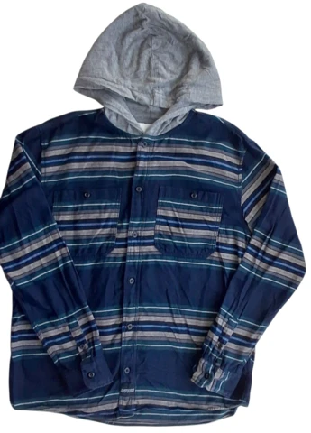 H&M mørkeblå stribet langærmet skjorte str. 158