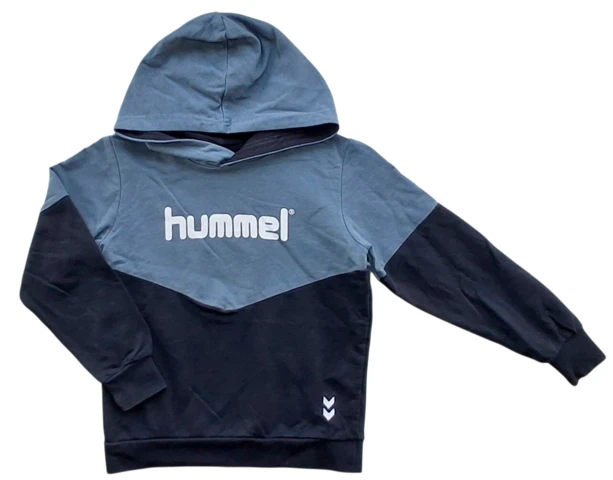 Hummel sort og gråblå langærmet sweatshirt str. 116