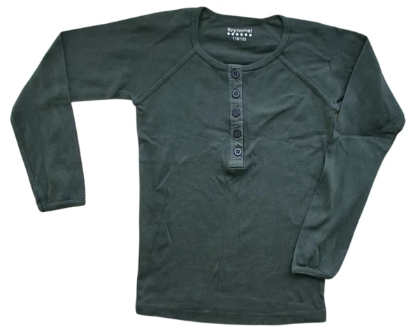 Krymmel grågrøn langærmet bluse str. 116-122