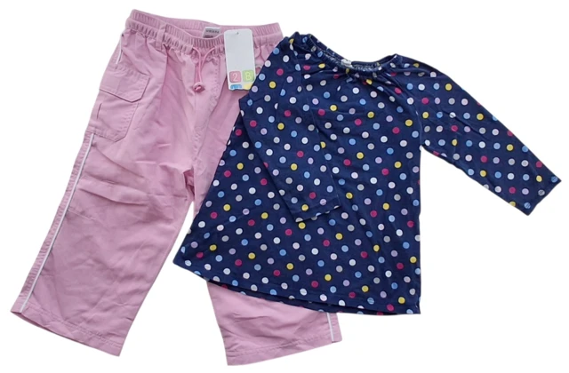 Nye lyserøde bukser og H&M blå bluse str. 86