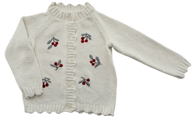 H&M råhvid langærmet striktrøje str. 104