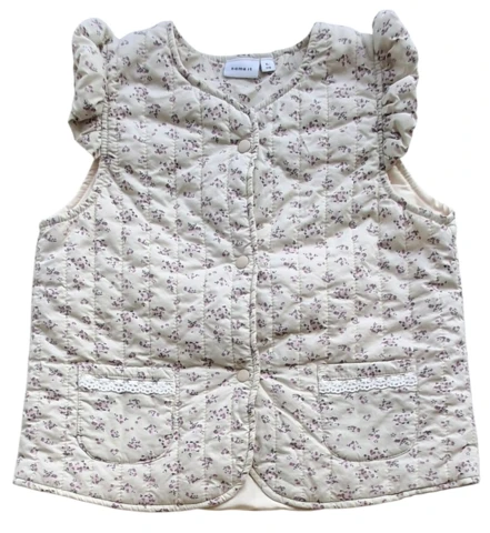 Name it råhvid vatteret blomstret vest str. 110