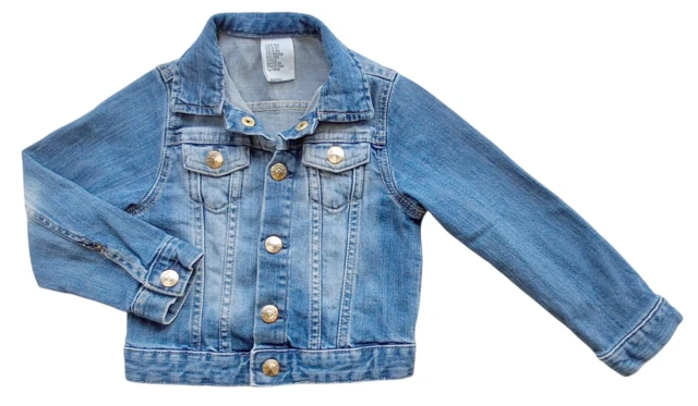 H&M blå langærmet denim jakke str. 104