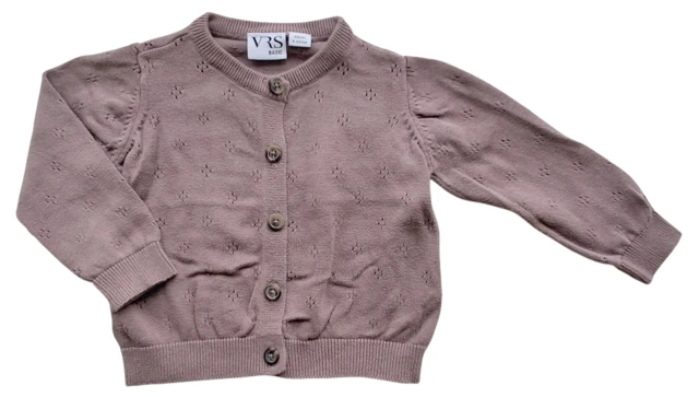 VRS lyngfarvet finstrikket cardigan str. 68