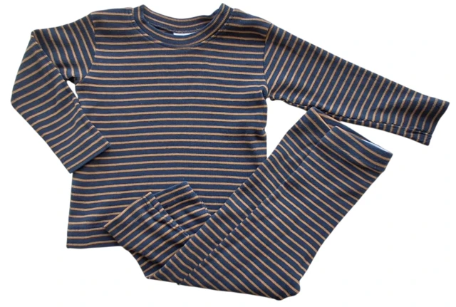 Friends mørkeblå og brunstribet rib sæt str. 80
