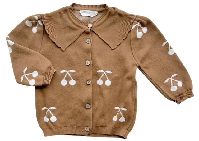 Lil' paradise karrybrun finstrikket cardigan str. 110