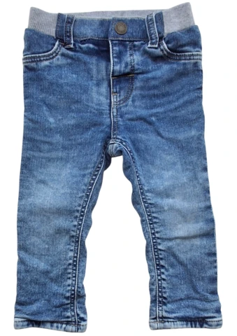 H&M blå denim pull ups bukser str. 80