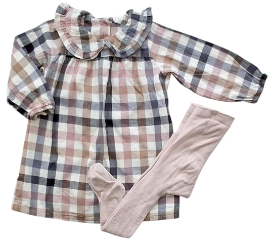 H&M rosa ternet langærmet kjole str. 80