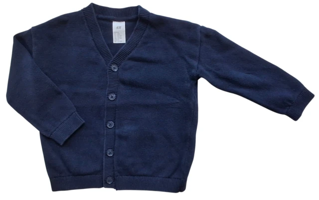 H&M mørkeblå finstrikket cardigan str. 86
