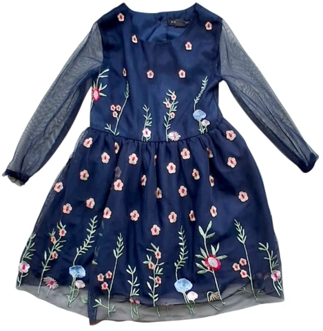 Primark mørkeblå fin kjole str. 104