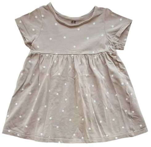 H&M beige prikket kortærmet sommerkjole str. 86