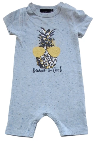 Petit lyseblå kortærmet heldragt str. 68