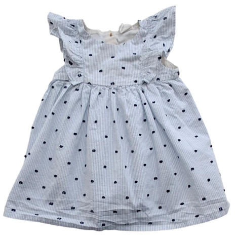 H&M lyseblå og hvidstribet sommerkjole str. 68