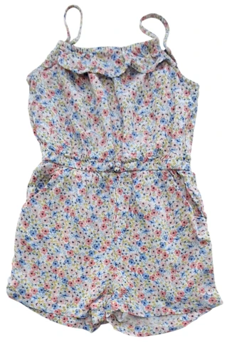 H&M hvid småblomstret sommer dragt str. 110