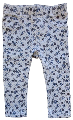 H&M hvide blåblomstrede jeggings str. 80