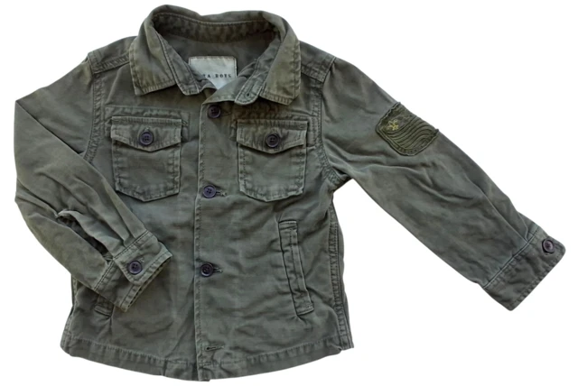Zara Boys armygrøn langærmet skjorte-jakke str. 98