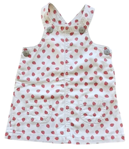 H&M lys beige kjole med jordbær str. 68