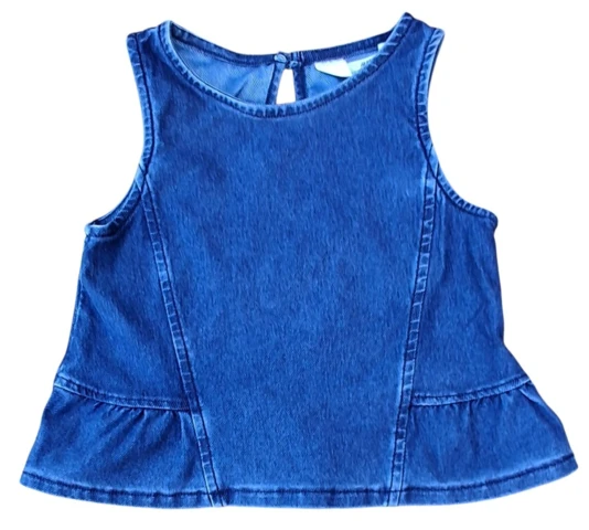 H&M blå denim ærmeløs top str. 110