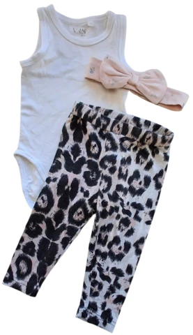 Petit dyreprint legging, VRS body og hårbånd str. 62
