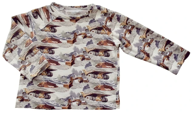 Minymo beige langærmet bluse med print str. 80