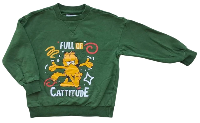 Sinsey grøn langærmet Garfield sweatshirt str. 110