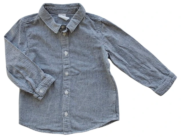 H&M sort og råhvid mønstret langærmet skjorte str. 92
