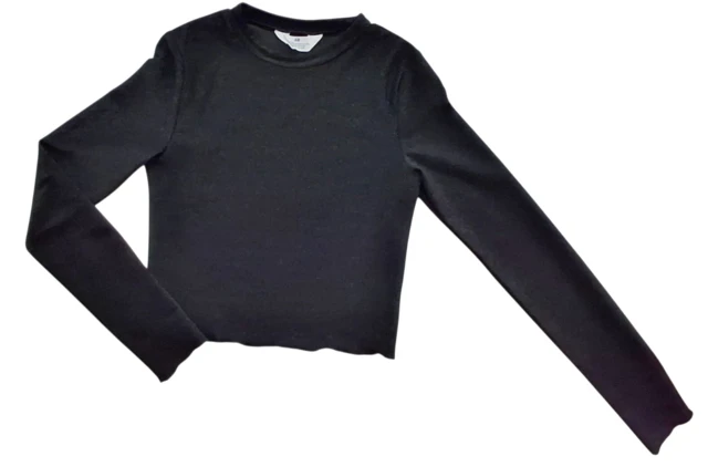 H&M sort langærmet bluse med lidt glimmer str. 158